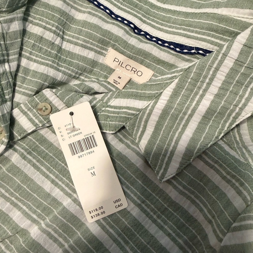 NWT Anthropologie Pilcro Green Plaid Button Front Shirt Effortless Top - Picture 9 of 13